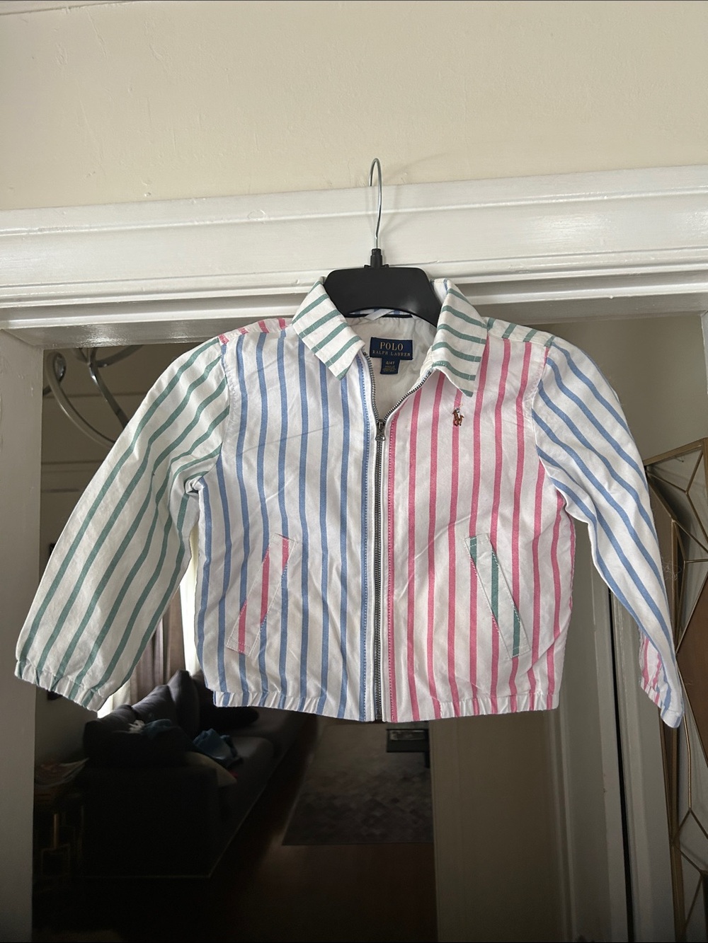 Ralph Lauren Striped Zip Jacket in Pink, Blue & Green